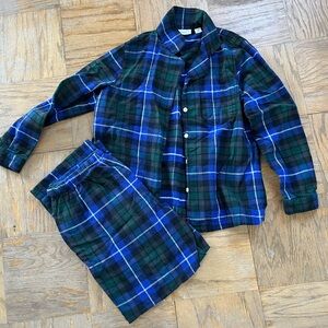 LL  Bean Plaid Flannel Pajama Set - Blue & Green